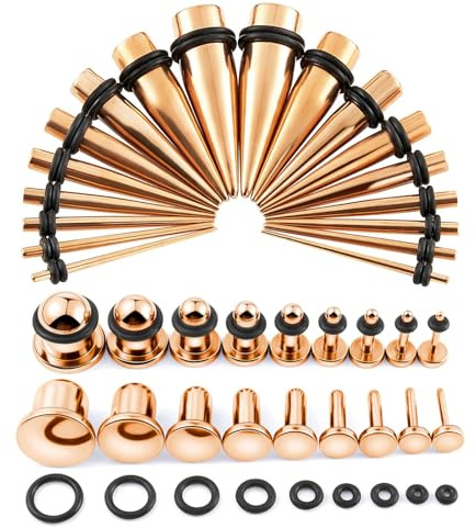 Longbeauty 10MM-20MM 36 Stk. Ohr Gauges Stretching Kit Edelstahl Tapers Dehnstäbe Ohr Plugs Piercing Set 14G-00G Expander Set