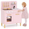 HOMASIS Kinderküche mit Licht & Sound, Spielküche aus Holz mit 10 Spielzubehör, Spielzeugküche mit Spüle Herd Backofen, Holzküche Miniküche Küchenspielset für Kinder ab 2 Jahre (Rosa)