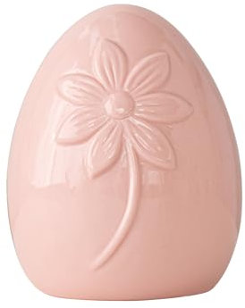 Osterei aus Keramik, Osterdeko Osterei mit Blumen Muster, Ostern Deko Eier in Porzellan Optik, Ostern Tischdeko Osterei zum Hinstellen, Osterbrunch Deko Easter Eggs für Ostergeschenke (Rosa B)