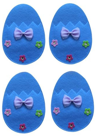 Pack of 4 Easters Eggs Cutlery Holders Beautiful Easters Eggs Pattern Flatware Bags for Memorable Holiday Event