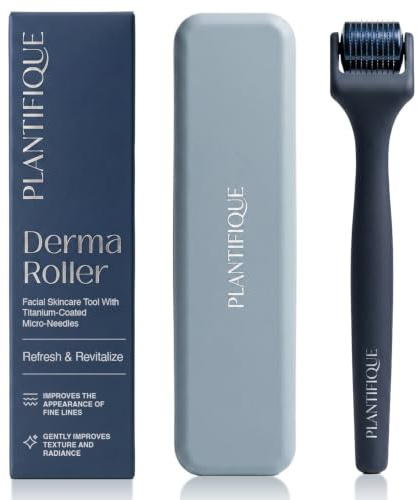 PLANTIFIQUE Dermaroller 0,25 mm – Microneedling Roller für Gesicht & Bart | Titan Nadelroller mit 540 Nadeln, Bartroller & Haarroller – inkl. Case