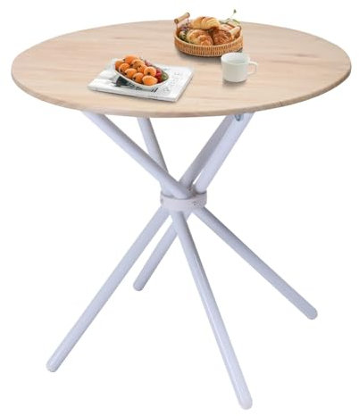 HOMYLIN Table de Salle à Manger Ronde de 80 cm pour 2 à 4 Personnes, Table de Cuisine en Bois MDF avec Socle et Pieds en métal, multifonctionnelle pour café, Restaurant, chêne, 80 x 80 x 75,5 cm
