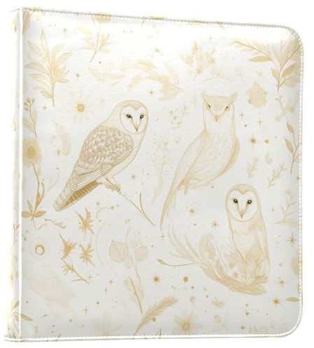 Fotoalben mit Cartoon-Motiv, Motiv: Graue Eule, Beige, selbstklebende Seiten, 2 Stück, 12,7 x 17,8 cm