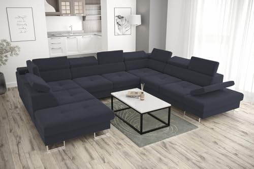 Friderik Galaxy MAX I mit Schlaffunktion, 280x350x225, Stoff Terra, Bettkasten, verstellbaren Kopfstützen & Armlehne (Dunkelgrau, Rechts)
