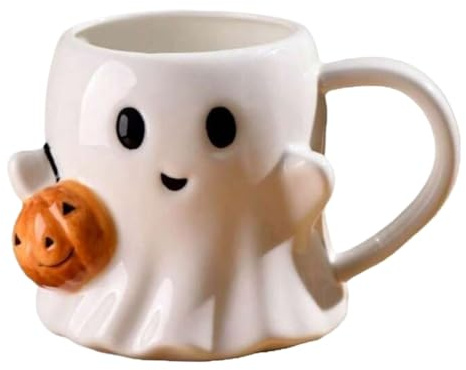 Nette Halloween Ghosts Keramik -Tassen - Holiday Cup, Festliches Glas | Dekorative Tee Kaffeetasse Mit Griff Frauen Teenager Erwachsene Kinder Liebhaber Weihnachtsgeburtstag Küche Tägliche Getränke Ge