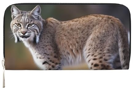 Wild Bobcat Ledergeldbörse für Damen und Mädchen, mit Reißverschluss, Kreditkartenhalter, lang, PU, Clutch, Geldbörse, wasserdicht, Reisehandtasche