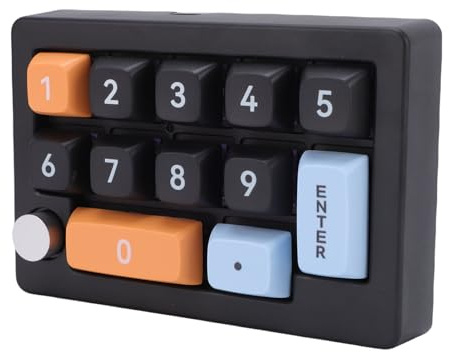 Cuifati Ein Handmechaniknummernpad, Programmierbare Tastatur von 2,4 G Bluetooth -Makro -Makro, 12 Key RGB Hotswap Numpad mit Joystick Knob Control für Arbeitsspiele (Black)