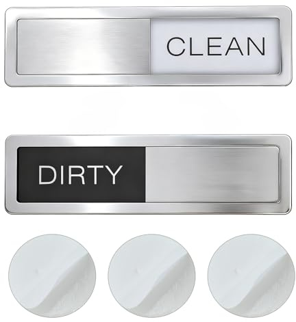 Lueden Clean Dirty Dishwasher Magnet Sign Non-Scratching Clean Dirty Sign | Strong Magnetic Cleaning and Dirt Sliding Reminder Signs for Kitchen Gadgets Adhesives Stickers Included Easy to Read Font