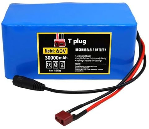 60V 30AH E-Bike 16S2P Akku Elektro Fahrrad Batterie E-Bike Dreieckig Akku Mit Ladegerät Für DIY/Rennräder/Citybikes 0-1000W Motoren Schutz Wasserdichter PVC-Akku T Plug,60V 30Ah