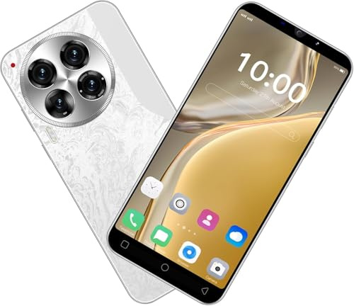 QrZrQ Günstiges Handy mit 5,0-Zoll-Display, 16 GB Speicherplatz (erweiterbar bis zu 128 GB), Dual-SIM, entsperrt, Face ID/WiFi (Camon30Permier-Silvery)