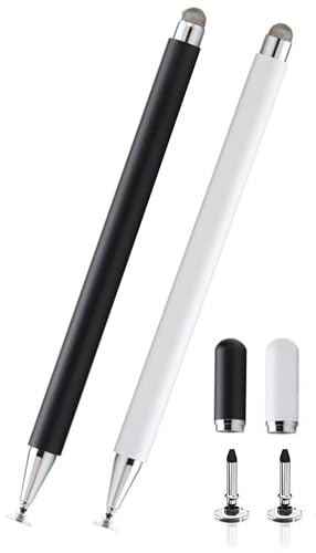 2PCS Tab A9 Stylus Pen für Samsung Galaxy Tab A11 / A11+ / A9+ / A9 / A8,Precision Capacitive Pencil for Samsung/iPad/iPhone/Fire HD/Surface/Xiaomi/Lenovo All Touch Devices (weiß+schwarz)