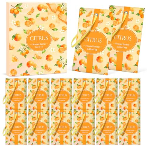 SCENTORINI Duftsäckchen, Kleiderschrank Duft, 14 Stück, Zitrusfrüchte | Zitrusfrüchte Duftsachets für Schubladen, Schränke, Beseitigung von Gerüche