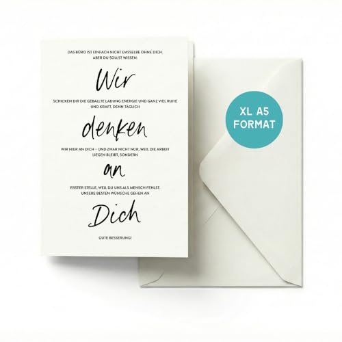 heaven+paper® XL Grußkarte Kollegen DIN A5 mit Umschlag I XXL Grußkarte Abschied I Glückwunschkarte Ruhestand I Grußkarte Rente, Gute Besserung, persönlich individuell (Denken an dich)