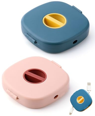 JEXOWIQ 2 Pezzi Avvolgicavo Girevole Portatile Con Supporto per Telefono, organizzatore cavi, Organizzatore Cavo USB, per Cavo Dati e Ricarica
