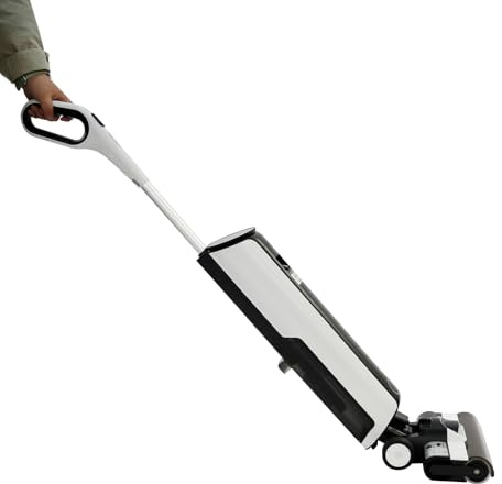 Caskunbsy Kabelloser Saug- und Wischreiniger mit Selbstreinigung,Nass&Trocken-Bodenreinigungsmaschine,HEPA-Filter,1100 U/min,830ml Frischwasser/420ml Abwasser für bis 150 m²,Keramik, Holz, Marmor