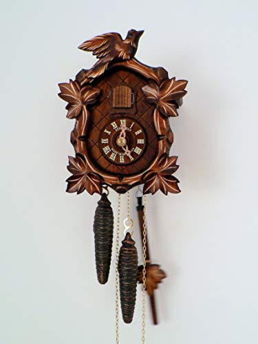 SELVA Kuckucksuhr St. Märgen Klassische Schwarzwälder Handwerkskunst – Made in Germany – Massives Holzgehäuse – Zeitlos, schick! (Maße: 20 x 16 x 12 cm) – C341949