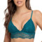 SHEKINI Soutien-Gorge sans Armatures en Dentelle Bralette Triangle Bandoulière Réglable Distinctif(Bleu lac,S)