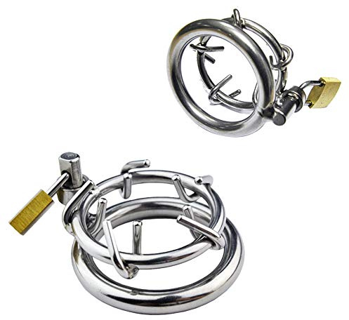 Jinqian Peniskäfig Keuschheitskäfig Chastity Cage Ultra small steel Cock Cage Male Shortest Chastity Device PeniskäfigPain CBT Keuschheitsgürtel mit Spikes und Dornen. (Ø45mm)