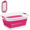 Relaxdays panier à lessive pliable poignées, plastique et silicone, corbeille peu encombrante, HlP 27x61x45,5cm,rose
