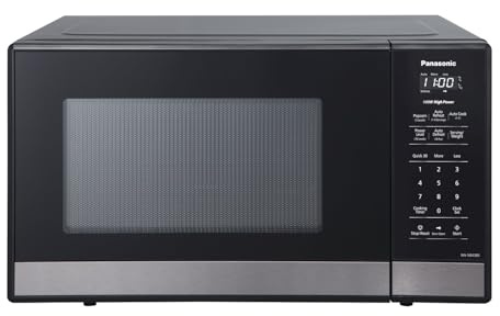Panasonic NN-SB438S Compact Microwave Oven, 0.9 cft, Black Stainless Steel