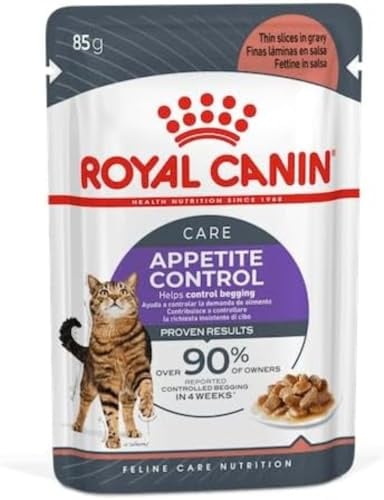 Royal Canin Appetite Control Care in Soße | 12 x 85 g | Alleinfuttermittel für ausgewachsene Katzen | Empfohlen zur Kontrolle des Bettelverhaltens und bei Übergewicht