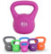 Train Hard Kettlebell 4 kg Rosarot, Kugelhantel Kunststoff mit Zement Füllung Farbig, ideal für Krafttraining Gymnastik und Heimtraining