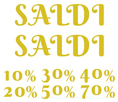 Gesar Vetrofania Saldi Estivi in Vinile - Vetrine Negozi - Vetrofanie Saldi Estivi Stickers - Adesivi per Vetrina - Saldi (Oro)