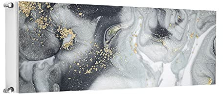 TMK ArtDeko Magnet Heizkörperabdeckung Innovative Lösung Selbsthaftend 160x60 Heizkörperabdeckung, Heizkörperverkleidung, Marmor Gold