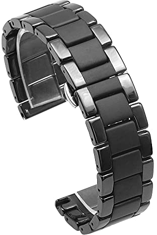 Kai Tian 20mm 22mm Schwarz matt poliertes zweifarbiges Keramikarmband (20mm, Poliert+Mattschwarz)