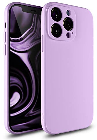 Etuano Compatible with iPhone 13 Pro Max Silicone Mobile Phone Case with Camera Protection Microfibre Protective Case, Purple