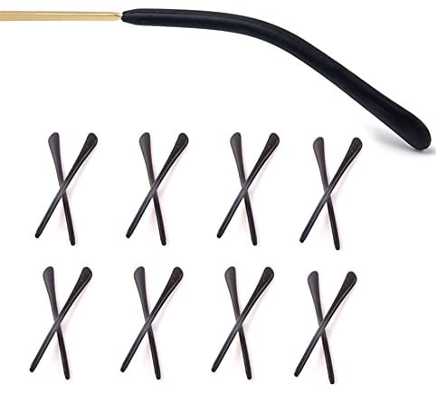OPUGIT 8 Paar Silikon Antirutsch Überzüge, Rutschfest Sanft Antirutsch Brillenbügel Reparatur,Universal Brillenbügel für Metall Dünne Sonnenbrillen Brillenbeine,Schwarz