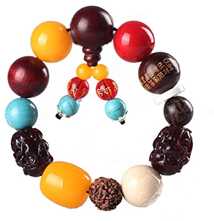 Auto Anhänger,Huamengyuan Autoverzierung Holz Buddha Perlen Rückspiegel Anhänger Gebetskette Armband Auto Gangschaltung Dekoration Auto Spiegel Anhänger Ornament Zubehör
