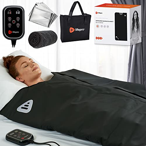 LifePro Manta de sauna infrarroja - Sauna infrarroja lejana para relajación en el hogar - Manta de sauna infrarroja con rango de 25-80 °C - Sauna infrarroja portátil para desintoxicación y