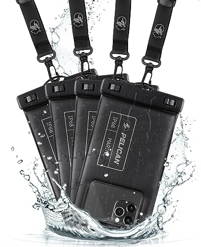 Pelican 4 Stück Marine – IP68 wasserdichte Handyhülle/Hülle (normale Größe) – schwimmende wasserdichte Handyhülle – für iPhone 16 Pro Max/iPhone 15 Pro/14 Pro/13/12/S24 Ultra – abnehmbares Umhängeband