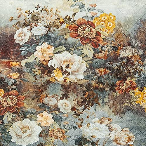 20 kleine Cocktail-Servietten Blumen als Gem?lde | Vintage | Herbst | Tischdeko | Decoupage | Serviettentechnik 25x25cm