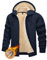 TACVASEN Uomo Giacca in Pile Felpato Giacca Invernale Calda Sport Streetwear (3XL, Blu Marino)
