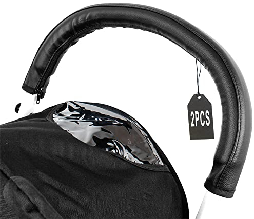 Griffschutz Kinderwagen Kinderwagen Griff 2 Stücke Leder Kinderwagen Griffbezug Universal Griffbezug mit Reißverschluss für Die Meisten Kinderwagen Geeignet - Schwarz