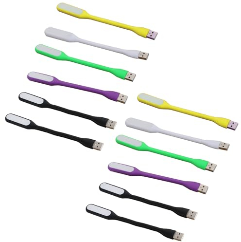 GERUI NEW 12 Stücke USB LED Licht, Mini USB LED Lampe,Flexible Licht für für Notebooks, Tablets, Powerbanks, PC -Nachtlampe, Leselampe, Laptoplampe(5 Farben)