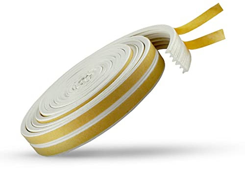 Draft Excluder for Windows, Door Seal Weather Strip 5m L (2x2.5m) 2-3mm White Rubber Tape Type E Gap Tape, Draft Excluder for Doors & Window Insulation, Self Adhesive Strip as Door Draft Stopper