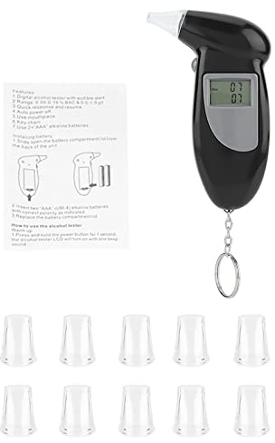 Alkoholtester Digitaler LCD-Bildschirm Alkohol-Atemtester Tragbarer Schlüsselanhänger Atemanalyse (10 Stück) Auto für Alkoholtester