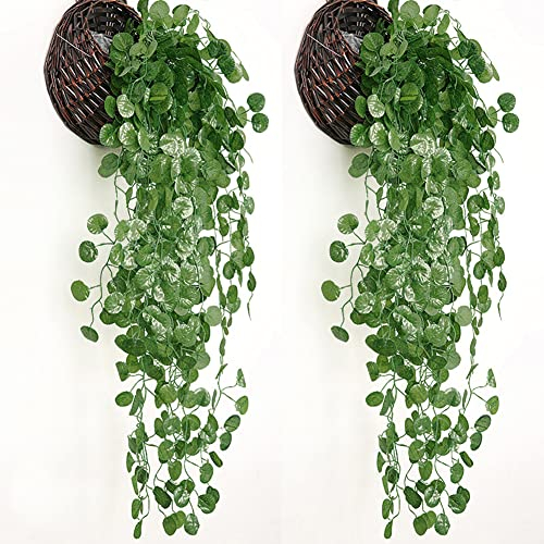 Hängende Girlande, 90 cm, hängende grüne Weinblätter, Girlande, Begonie, Blatt, Rattan, für Innen- und Außenbereich, Wanddekoration, 2 Stück