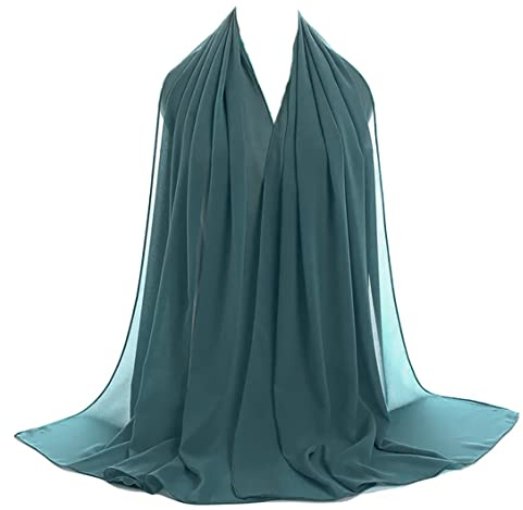 OgLuxe Chiffon-Schal für Damen – atmungsaktiv, weich, seidig, Chiffon-Halstuch, durchscheinender Kopf- und Halswickel, leicht, luftig, petrol, One size