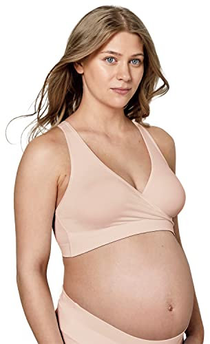 Medela Keep Cool Sleep Bra | Seamless Maternity & Nursing Bra with Full Back Breathing Zone and Soft Touch Fabric, Chai, XXL