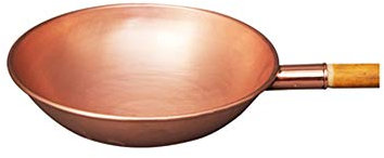 OQHAIR Cuivre Pur épaississement Manuel marmite frite Fond Rond Longue poignée Wok Soupe Casserole Casserole ménage sans fumée gaz Induction cuisinière