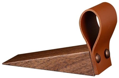 Cuneo Porta Decorazioni Per La Casa In Noce Nera Vintage Fermaporta, Tappetino In Silicone Antiscivolo Con Aumento Del Pavimento Tappo Porta, Con Cordino In Pelle In Microfibra (Color : Brown, S : 9