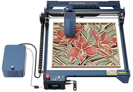 ATOMSTACK A40 Pro Laser Engraving Machine, 48W Output Laser Engraver One-Button Switch to Exchange 24W/48W Modes, Laser Cutter with Tank Chain Gathering Design, Non-Clogging Laser Module