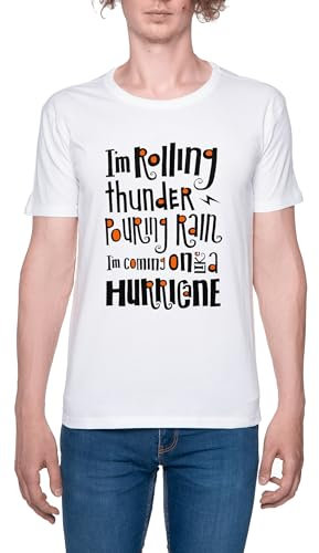 Hells Bells Herren T-Shirt Weißer Rundhals Leichtes Lässiges Kurzarm Men's White Crew Neck Casual Short Sleeves