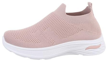 Ital Design Damenschuhe Freizeitschuhe Sneakers Low, 820-, Textil, Altrosa, Gr. 38
