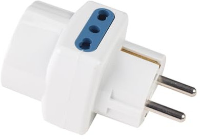 Adattatore Multiprese da Viaggio, 2 Prese Bipasso 10A/16A + 1 Universale, Spina Elettrica Franco/Tedesca 16A 2P+T Schuko (1)