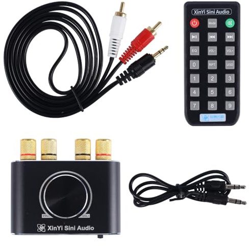 Bluetooth-5.1-Verstärkerplatine, XY-X50L 50 W * 2 Audio-Verstärker-Stereo-APP/Infrarot-Fernbedienung mit 3.5mm AUX Kable und RCA zur AUX Kable für DIY-Funklautsprecher